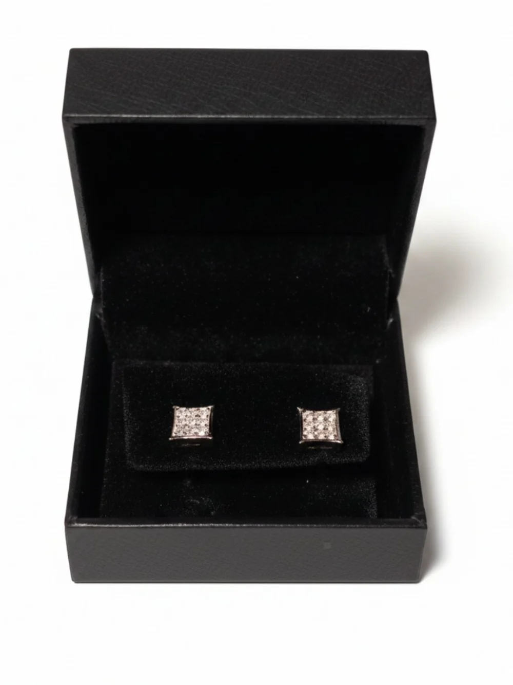 Sterling Silver 2 Grams Moissanite Square Cubic Stud Earrings